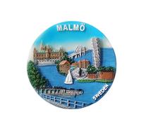 Malmo Sweden - Imán de recuerdo para nevera 3D, hecho a mano, resina Malmo, imán de nevera para hogar y cocina, colección de decoración