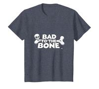 Malo al Hueso Calavera Rebelde Actitud Punk Rock Camiseta, Niños, Azul Jaspeado, 3 años