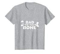 Malo al Hueso Calavera Rebelde Actitud Punk Rock Camiseta, Niños, Gris Jaspeado, 4 años