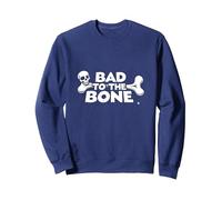 Malo al Hueso Calavera Rebelde Actitud Punk Rock Sudadera, Unisex para Adultos, Azul Marino, XXL