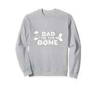 Malo al Hueso Calavera Rebelde Actitud Punk Rock Sudadera, Unisex para Adultos, Gris Jaspeado, L