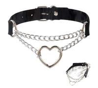 MALOUSUN Herz Chocker Accessoires,Punk Choker Kette,Halsband Damen,emo Clothes,Collar,Gothic Schmuck, M, Metal, No.