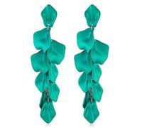 MALOYANVE Pendientes colgantes de pétalos de rosa acrílicos para mujeres y niñas, diseño de flor exagerada, chapados en oro, colgantes con borla floral, Acrílico, Sin piedra preciosa