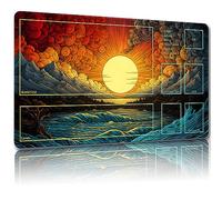 Malqiqi Alfombra de juegos MTG con bolsillos de almacenamiento gratuitos de 61 x 35,56 cm, alfombra de juego con zonas para TCG, juegos de mesa y magia