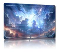 Malqiqi Alfombrilla de juego para MTG, con bolsas de almacenamiento, alfombrilla de juego de 24 x 14 pulgadas, TCG y alfombrilla de juego de mesa para tarjetas, alfombrilla de mouse (Sky 3, combate