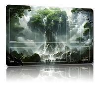 Malqiqi Alfombrilla de juego para MTG, con bolsas de almacenamiento, alfombrilla de juego de 24 x 14 pulgadas, TCG y alfombrilla de juego de mesa para tarjetas, alfombrilla de mouse (árbol 5, combate