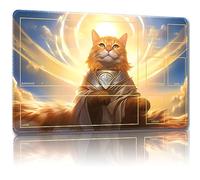 Malqiqi Alfombrilla de juego para MTG, con bolsas de almacenamiento, alfombrilla de juego de 24 x 14 pulgadas, TCG y alfombrilla de juego de mesa para tarjetas, alfombrilla de mouse (Cat 2, combate