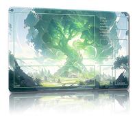 Malqiqi Alfombrilla de juego para MTG, con bolsas de almacenamiento, alfombrilla de juego de 24 x 14 pulgadas, TCG y alfombrilla de juego de mesa para tarjetas, alfombrilla de mouse (árbol 9, combate