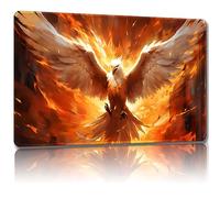 Malqiqi Alfombrilla de Juego para MTG y TCG Con Bolsas de Almacenamiento - 24 x 14 Pulgadas - Alfombrilla de Mesa para Tarjetas y Mouse (Flame Eagle)