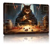 Malqiqi Alfombrilla de Juego para MTG y TCG Con Bolsas de Almacenamiento - 24 x 14 Pulgadas - Alfombrilla de Mesa para Tarjetas y Mouse (Cat 3, Combate)