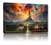 Malqiqi Tapete de juego para MTG con bolsas de almacenamiento gratis, tapete de juego de 24 x 14 pulgadas y alfombrillas de juego de mesa para cartas (combate auxiliar)