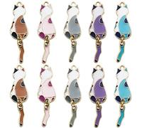 MALSSE 10 colgantes de gatito de moda colgantes de colores de dibujos animados llavero collar accesorio de joyería colgantes de colores de dibujos animados joyería para ella