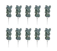 MALSSE 10 tallos realistas de plata sintética para decoración del hogar y la oficina para arreglos de mesa, flores artificiales a granel, Eucaly 3, Talla única
