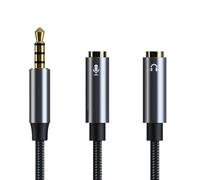 MALSSE Actualiza TRRS de 3,5 mm a adaptador doble de auriculares para juegos a PC, adaptador de aluminio para un sonido suave y conexión de micrófonos, cable divisor de micrófonos
