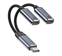 MALSSE Adaptador de carga de auriculares USB C tipo 2 en 1, cable divisor estéreo, sonido HiFi, PD100W, cable de carga rápida, cable divisor USB