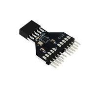 MALSSE Adaptador doble USB 2.0 de 9 pines compatible con placas base, impresoras, escáneres y dispositivos externos para teclados, divisor de cabecera