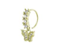 MALSSE Anillos de nariz de moda que combinan diseños de cruces de flores de cobre con circonita, F, como se describe, como se describe