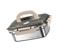 MALSSE Bentos - Lonchera apilable de acero inoxidable a prueba de fugas con tapa y asa, apta para microondas y lavavajillas