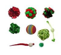 MALSSE Bolas de Navidad, accesorios de juguete, pompones peludos, accesorios de ratán, para gatos de interior, accesorios de recambio