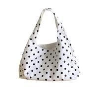 MALSSE Bolsa de compras para mujer, gran capacidad, axila, elegante, hombro, lunares, viajes, comestibles, elegante, bolso de hombro para viajes, axilas de gran capacidad, White, One Size
