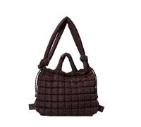 MALSSE Bolsa de hombro acolchada multiusos unisex para viajes, compras y oficina, bolsa de nailon acolchada esencial, Color café, One Size