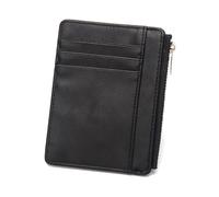 MALSSE Bolsas compactas de piel sintética con bloqueo para tarjetas, soporte portátil para cambio diseñado para seguridad y fácil portabilidad, negro