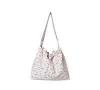 MALSSE Bolso bandolera de lona con diseño de flores para mujer, de gran capacidad, con cordón para las axilas, de lona, con cordón, para las axilas, de gran capacidad, beige, One Size