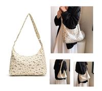 MALSSE Bolso bandolera para mujer, gran capacidad, casual, estampado de flores, para compras diarias, con estampado de flores, para mujer, gran capacidad, hombros y axilas, Black, One Size