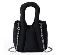 MALSSE Bolso bandolera vintage para mujer, estilo retro, de nailon, adecuado para varias ocasiones, elegante bolsa acolchada, Black, One Size