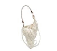 MALSSE Bolso cruzado tejido a mano para mujer, bolso de hombro de moda, elegante bolso de mano con asa superior para citas, conchas marinas para mujer, bolso cruzado elegante para mujer, Leche blanca
