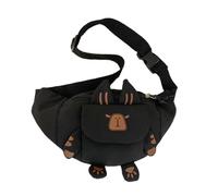MALSSE Bolso de hombro de dibujos animados, estilo japonés, con correa ajustable, mochila casual para mujeres y niñas, pecho con correa ajustable, mochila cruzada estilo japonés, Black, F