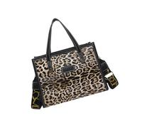 MALSSE Bolso de hombro de piel sintética con estampado de leopardo para mujer, bolso cruzado casual con correa ajustable y asa superior, Brown, One Size