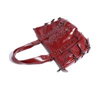 MALSSE Bolso de hombro estético de gran capacidad para motocicleta, piel sintética, punk, remaches, cruces, vendajes, axilas, bolso de mano para mujer, bolsa de compras de moda, Red, One Size