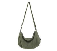 MALSSE Bolso de hombro japonés de lona con correa ajustable a la moda, bolso cruzado con cremallera, bolso de mano de color sólido para ir de compras, viajes unisex, Green, One Size