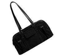 MALSSE Bolso de hombro plisado casual con cordón para mujer, gran capacidad, color sólido, piel sintética, para axilas, bolsa plisada con cordón, Black, One Size