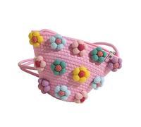 MALSSE Bolso de hombro tejido de playa de moda elegante con diseño de cubo de flores coloridas con cremallera para mujeres y niñas, cubo tejido de flores coloridas, a, One Size