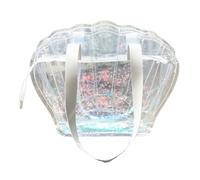 MALSSE Bolso de hombro transparente para mujer, bolsa de playa de PVC, gran capacidad, almacenamiento de viaje, forma de conchas, natación, para uso diario, para mujer, bolsa de playa con forma de