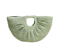MALSSE Bolso de mano de gran capacidad para mujer, bolso de noche, elegante cesta de compras para bolso de viaje tejido, Green, One Size