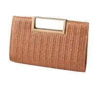 MALSSE Bolso de mano simple de paja para mujer, bolso de mano a juego, elegante cadena de noche, bolso cruzado para mujer, elegante bolso simple para banquete de noche