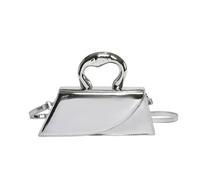 MALSSE Bolso de mensajero de color sólido para mujer, bolso de hombro de piel sintética con asa corta plateada, mensajeros de color sólido para mujer, bandolera de piel sintética, Silver, One Size