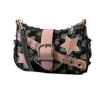 MALSSE Bolso de noche estético elegante con diseños de estrellas, bolso cruzado de moda, bolso de viaje para mujer, bolsa de regalo a la moda, negro a cuadrod, One Size