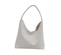 MALSSE Bolso de piel sintética de moda con gran capacidad, bolso de mano casual en las axilas, perfecto para el trabajo, compras, cuero amigable, White, One Size