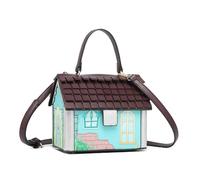 MALSSE Bolso único con forma de casa de Navidad para mujer, bolso cruzado de poliuretano con correa ajustable, divertido bolso de mano casual, Green, One Size