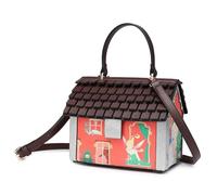 MALSSE Bolso único con forma de casa de Navidad para mujer, bolso cruzado de poliuretano con correa ajustable, divertido bolso de mano casual, Red, One Size