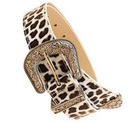 MALSSE Cadena de cintura única tallada con hebilla con estampado de leopardo, cinturón de vaquera para mujer, graduación, club, fiesta, jeans, vestidos, cinturón de mujer, Vaca blanca, Talla única