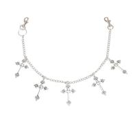 MALSSE Cadena de cruz geométrica única, elegante, pantalones de cadena de metal, estilo punk de moda, cinturón para uso casual, Metal