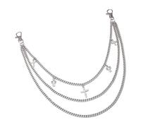 MALSSE Cadena geométrica multicapa para pantalones de cadena unisex a la moda, cinturón de cadena para looks cotidianos, Metal