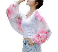 MALSSE Chal multiusos para refrescarse y protegerse del sol, cubre las mangas del brazo, para mujeres entusiastas del aire libre, uso de cubierta de brazo refrescante, Peonía Blanca, Talla única
