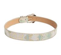 MALSSE Cinturón con patrón de flores para pantalones vaqueros, hebilla con patrón en relieve con ribete de cuentas, decoración de cintura occidental para mujeres y niñas, cinturón de vaquera