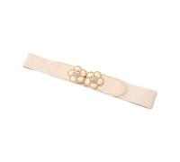 MALSSE Cinturón de cintura de moda para niñas, corsé de flores, disfraz debajo del busto, elegante, joyería para fiestas, jeans, cadena de moda para uso diario, beige, Talla única